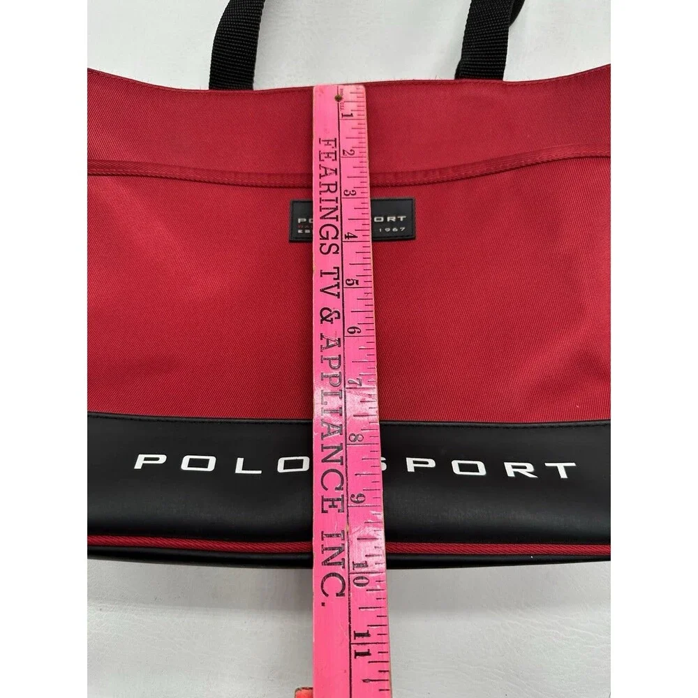 Ralph Lauren Red Polo Sport Zipper Shoulder Bag Tote Spell out 90s Red VTG Flaws